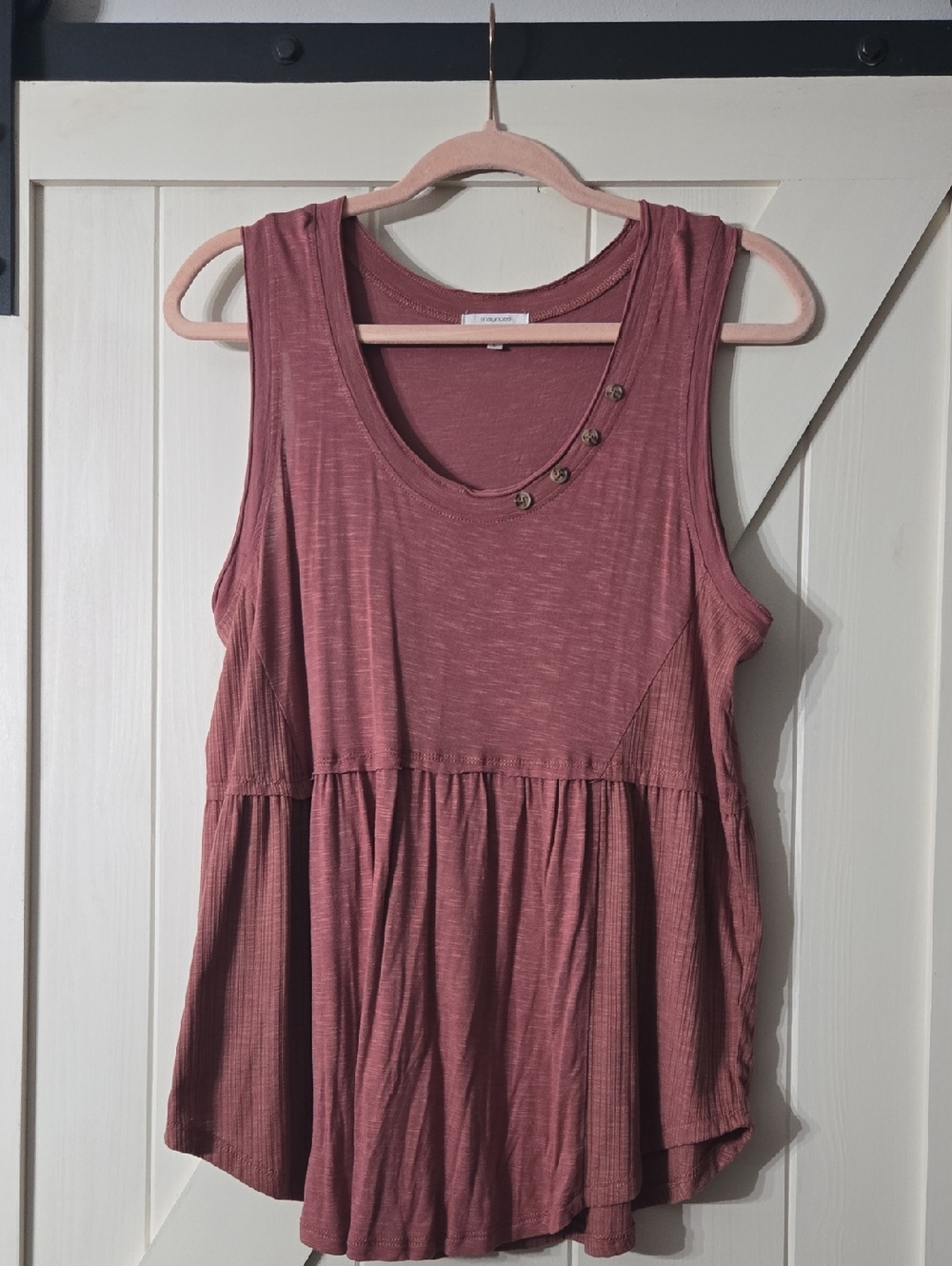 Maurices Dusty Rose Sleeveless Gathered Tank with Button Accent